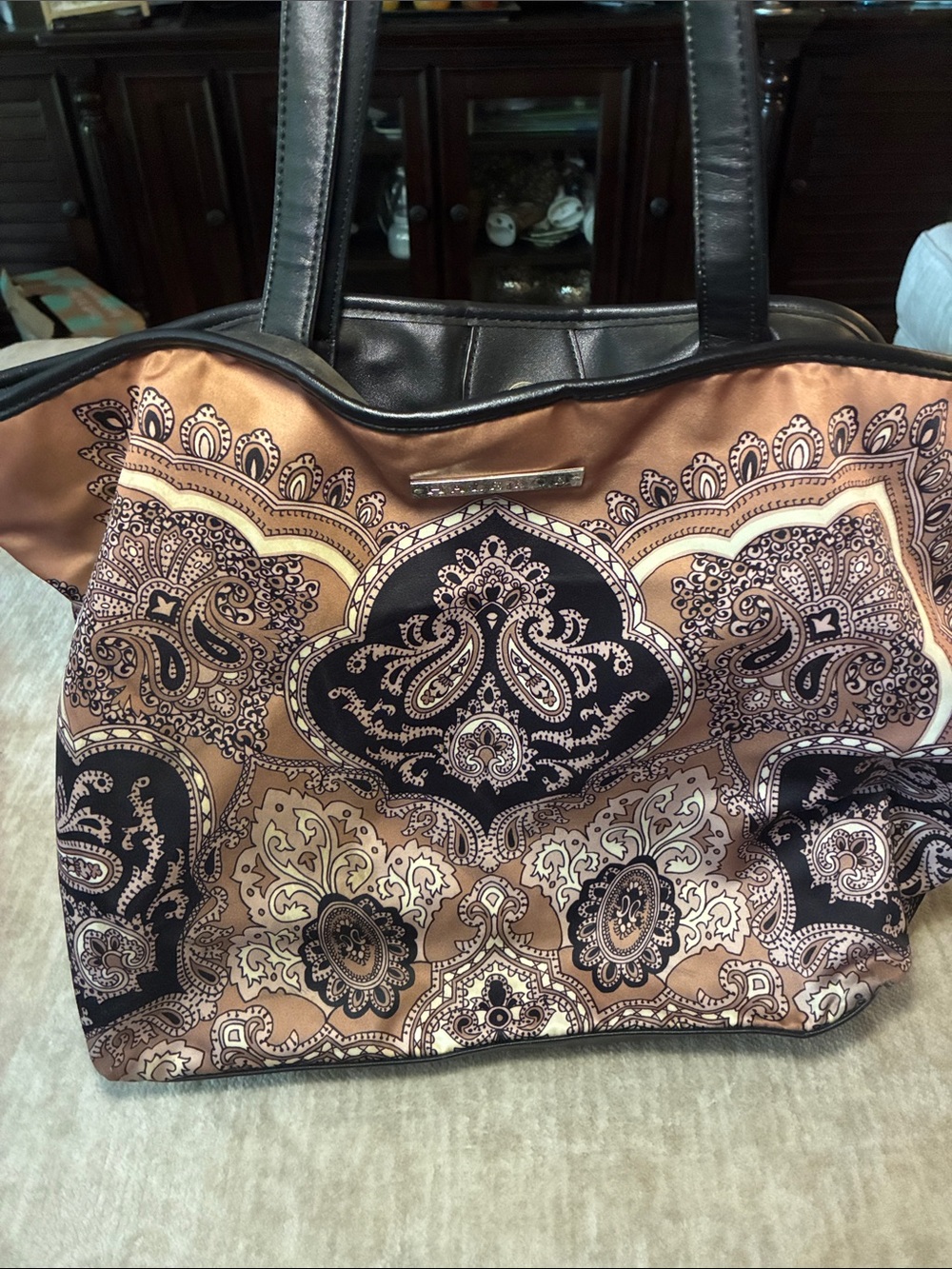 Hale Bob Paisley Print Tote in Brown and Black